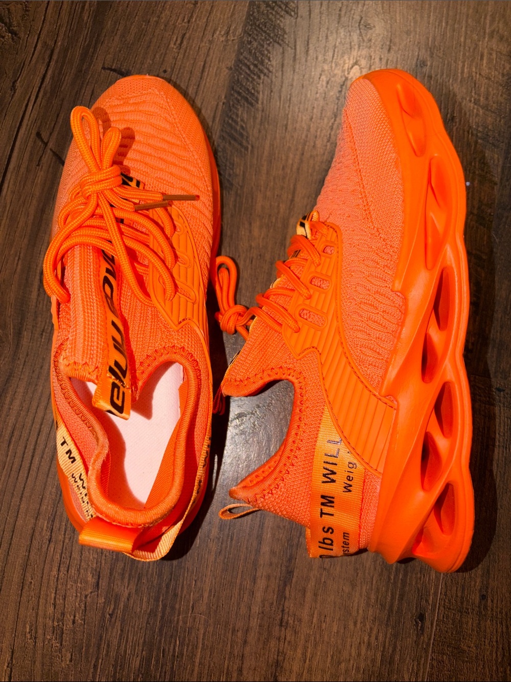 Women’s Lightweight Knit Sneakers in Bright Orange - Picture 3 of 9